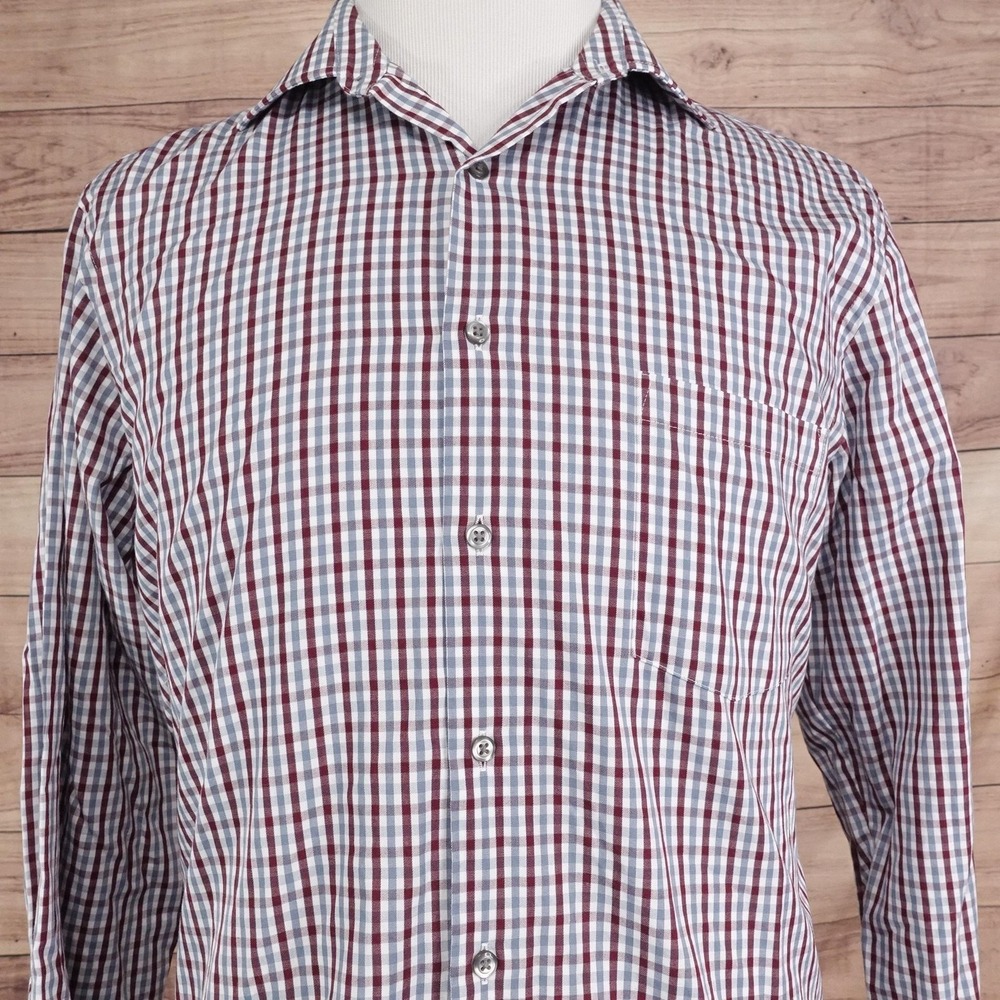Van Heusen Dress Shirt Mens 16 34/35 Multicolor Gingham Classic Fit Flex Collar